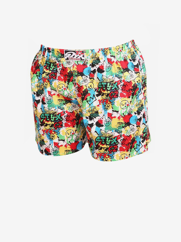 Styx Žluto-červené vzorované dámské trenýrky na spaní Styx emoji