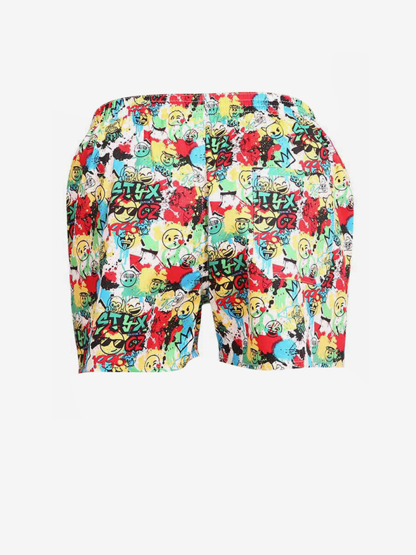 Styx Žluto-červené vzorované dámské trenýrky na spaní Styx emoji