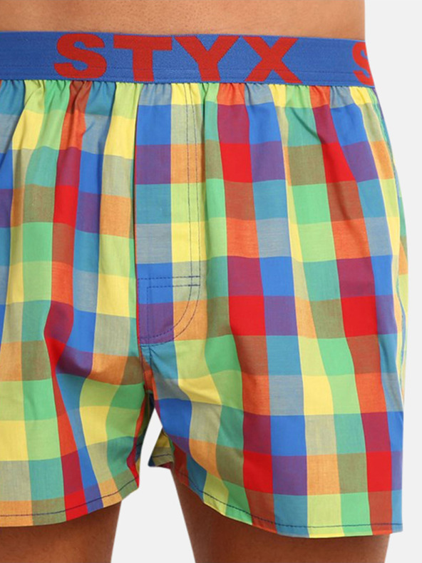 Styx Červeno-zelené pánské kostkované trenýrky Styx
