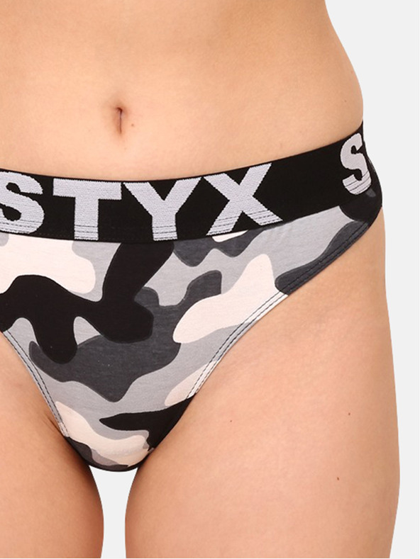 Styx Černo-šedá dámská army tanga Styx art Maskáč