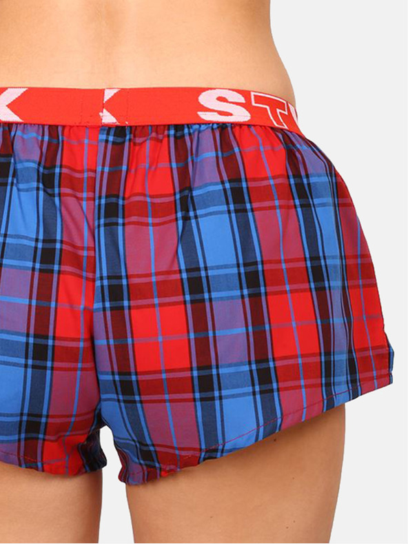 Styx Červeno-modré dámské kostkované trenýrky na spaní Styx