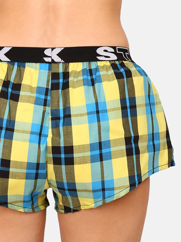 Styx Modro-žluté dámské kostkované trenýrky na spaní Styx