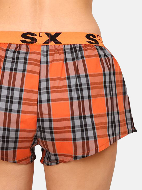 Styx Oranžové dámské kostkované trenýrky na spaní Styx