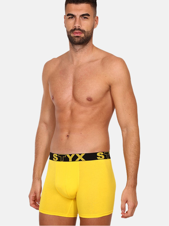 Styx Žluté pánské boxerky Styx Long