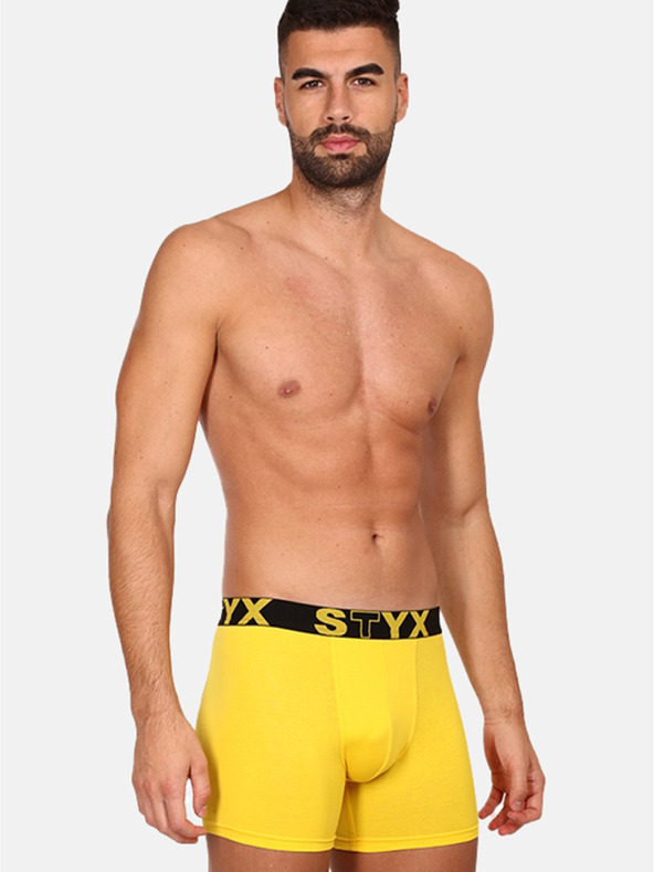 Styx Žluté pánské boxerky Styx Long