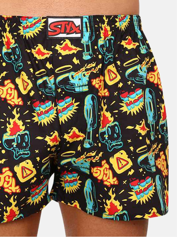 Styx Žuto-černé pánské vzorované trenýrky Styx art Toohot