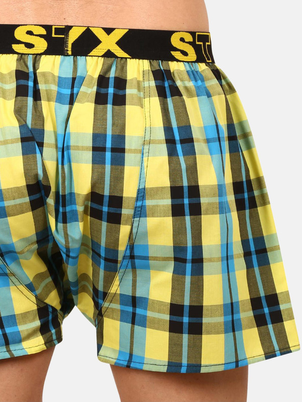 Styx Modro-žluté pánské kostkované trenýrky Styx