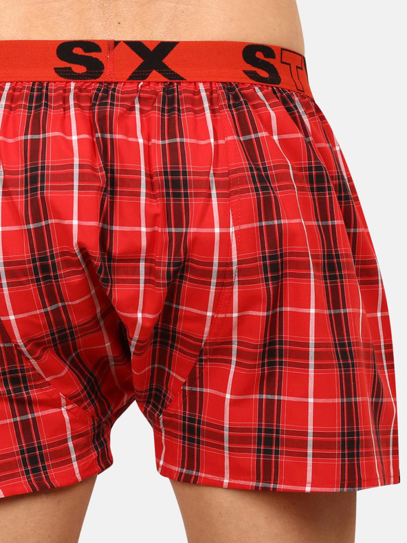 Styx Červené pánské kostkované trenýrky Styx