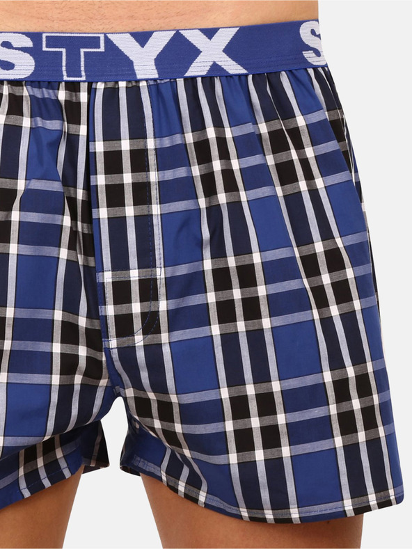 Styx Černo-modré pánské kostkované trenýrky Styx
