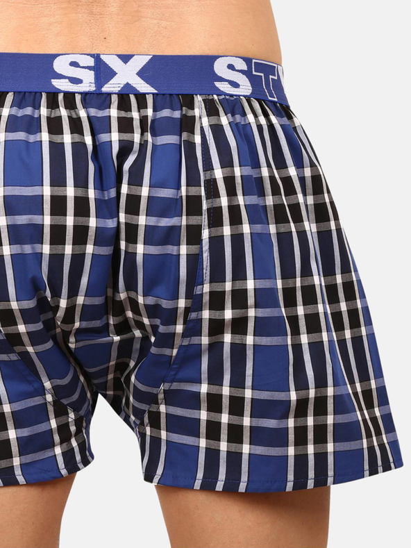 Styx Černo-modré pánské kostkované trenýrky Styx