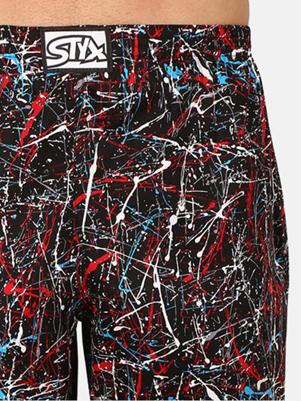 Styx Červeno-černý pánský vzorovaný spodní díl pyžama Styx Jáchym