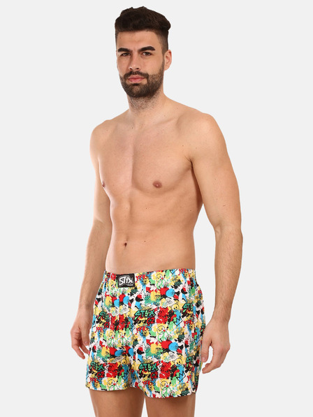 Styx Žluto-červené pánské vzorované trenýrky Styx premium art Emoji