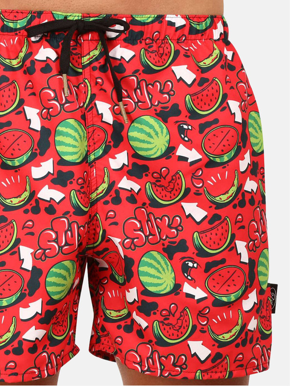 Styx Červené pánské vzorované plavky Styx Melouny