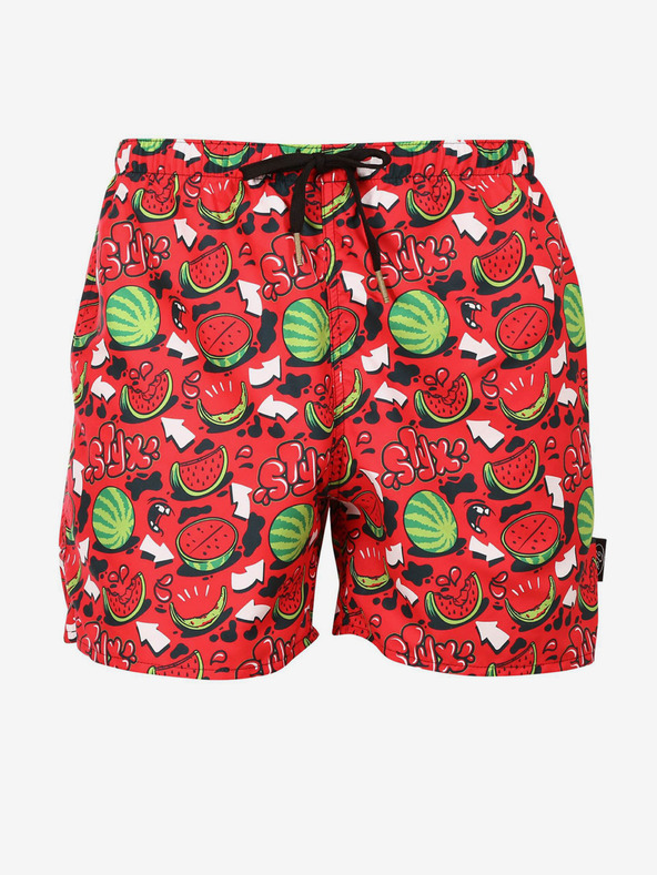 Styx Červené pánské vzorované plavky Styx Melouny