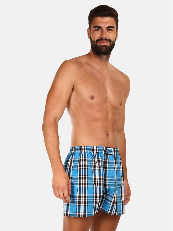 Styx Modré pánské kostkované trenýrky Styx