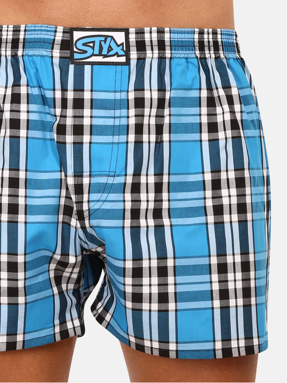Styx Modré pánské kostkované trenýrky Styx