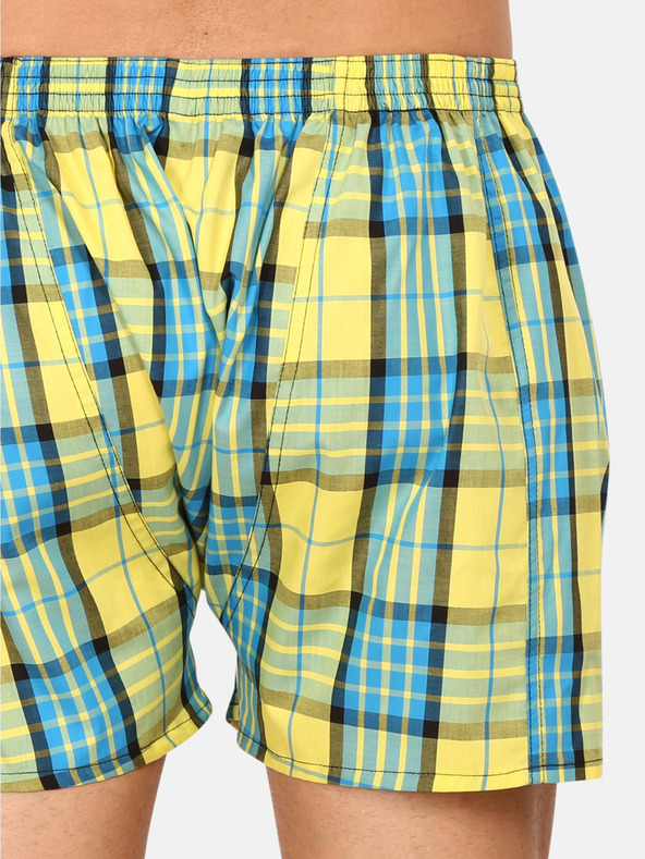 Styx Modro-žluté pánské kostkované trenýrky Styx