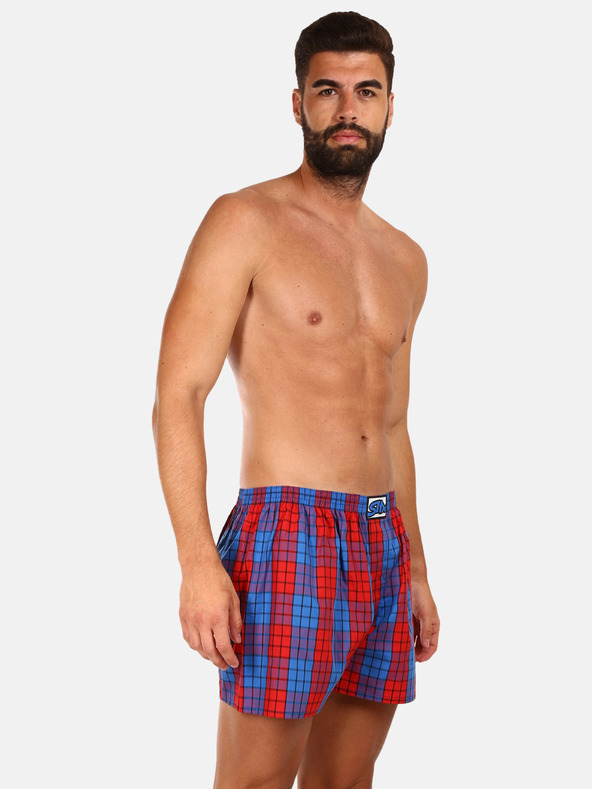Styx Červeno-modré pánské kostkované trenýrky Styx