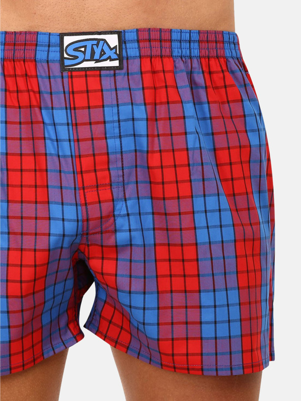 Styx Červeno-modré pánské kostkované trenýrky Styx