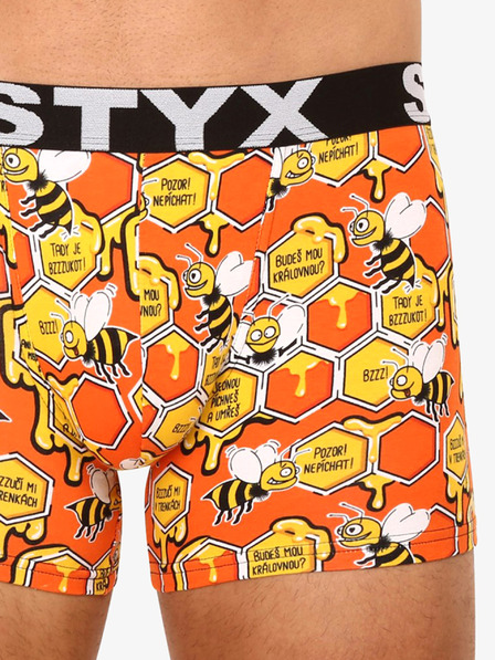 Styx Oranžové pánské vzorované boxerky Styx