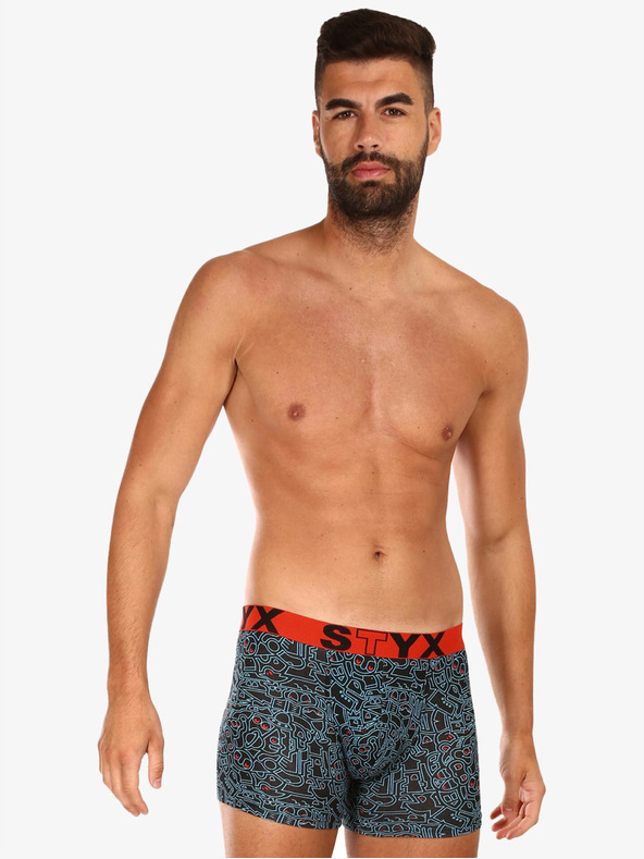 Styx Černé pánské vzorované boxerky Styx