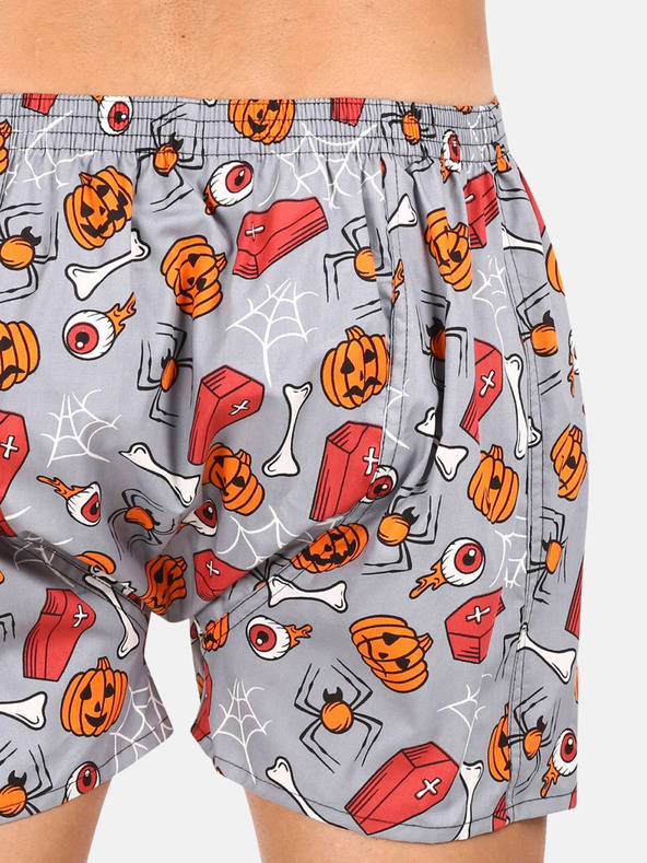 Styx Oranžovo-šedé pánské trenýrky Styx Halloween rakve