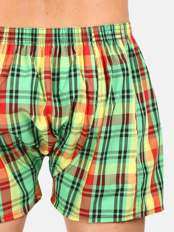 Styx Žluto-zelené pánské kostkované trenýrky Styx