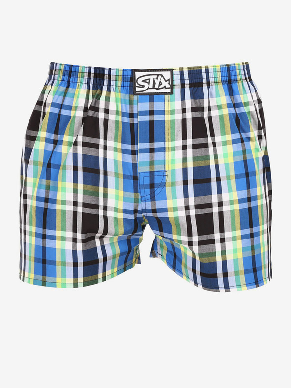 Styx Zeleno-modré pánské kostkované trenýrky Styx