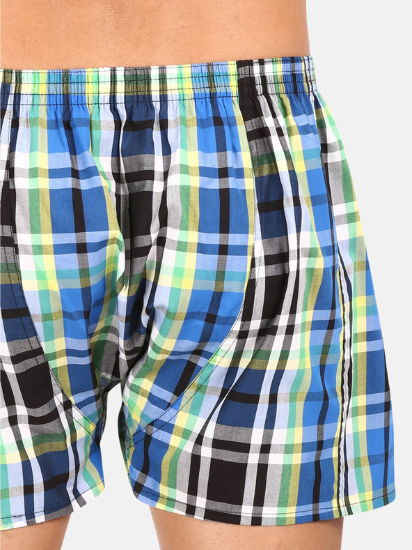 Styx Zeleno-modré pánské kostkované trenýrky Styx