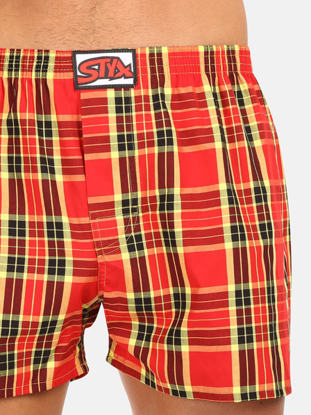 Styx Žluto-červené pánské kostkované trenýrky Styx