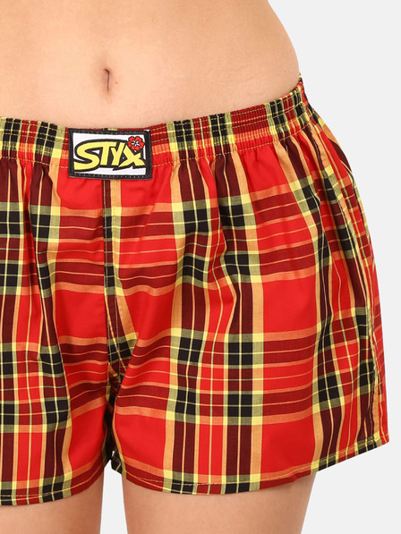 Styx Žluto-červené dámské kostkované trenýrky Styx