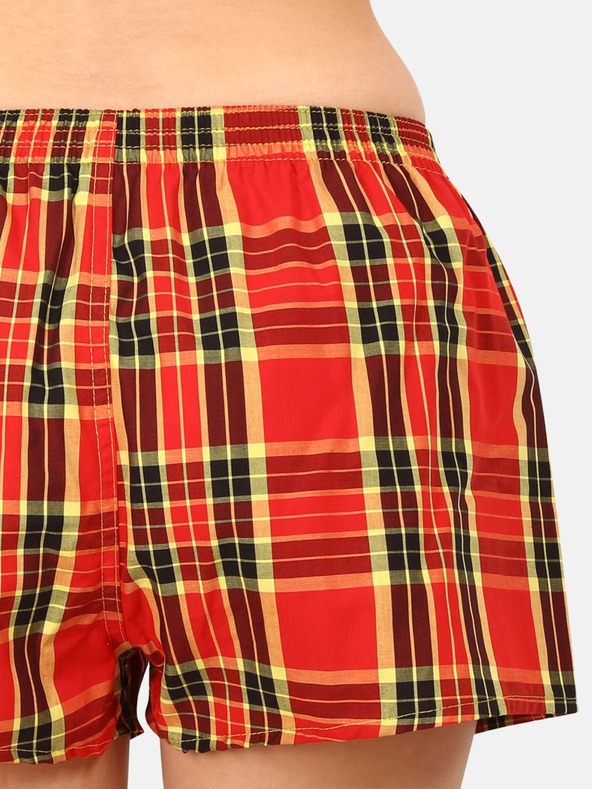 Styx Žluto-červené dámské kostkované trenýrky Styx