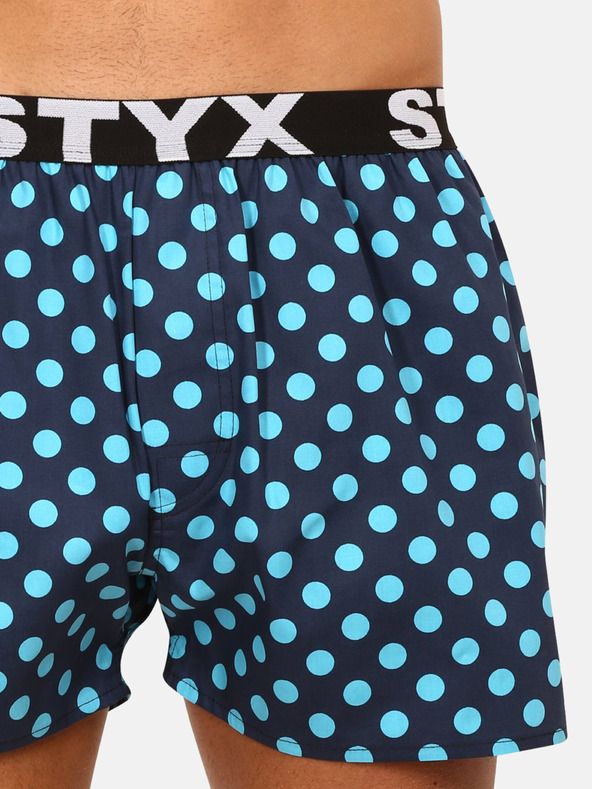 Styx Tyrkysovo-modré pánské puntíkované trenýrky Styx Puntíky