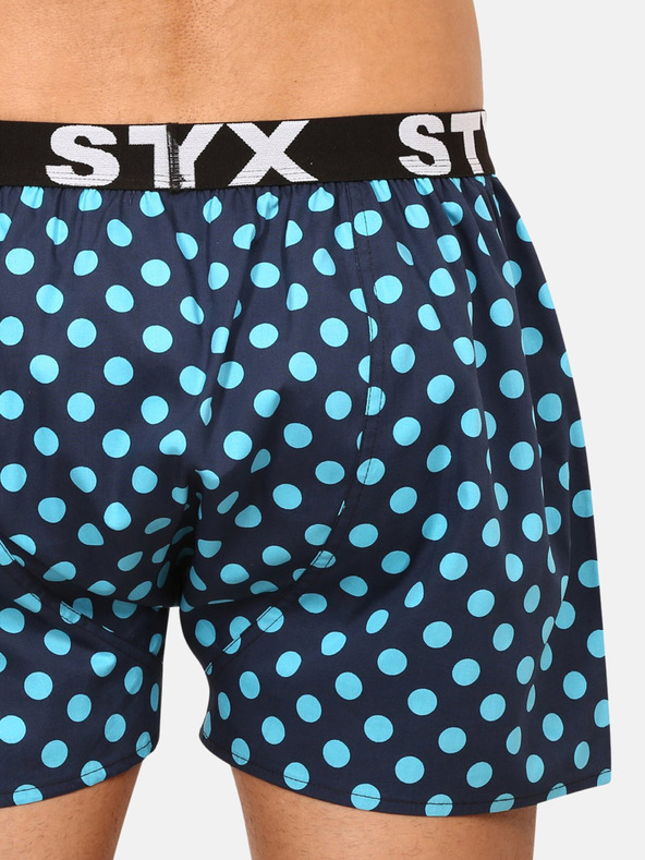 Styx Tyrkysovo-modré pánské puntíkované trenýrky Styx Puntíky