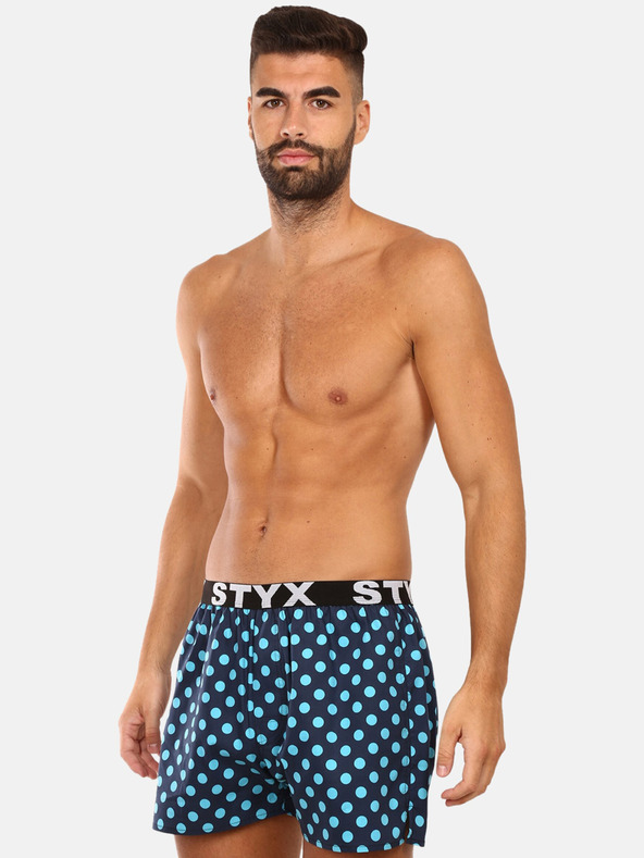 Styx Tyrkysovo-modré pánské puntíkované trenýrky Styx Puntíky