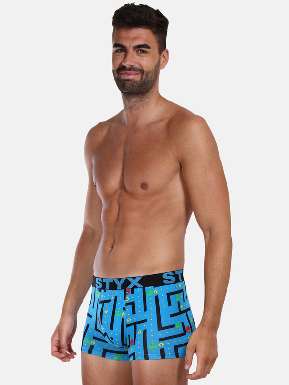 Styx Modré pánské vzorované boxerky Styx Hra