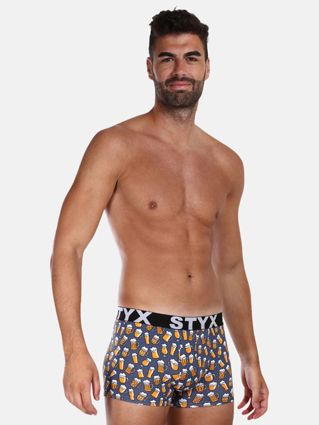 Styx Šedé pánské vzorované boxerky Styx Pivo