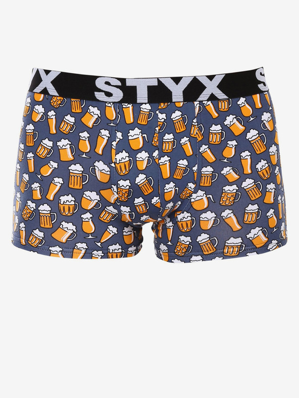 Styx Šedé pánské vzorované boxerky Styx Pivo