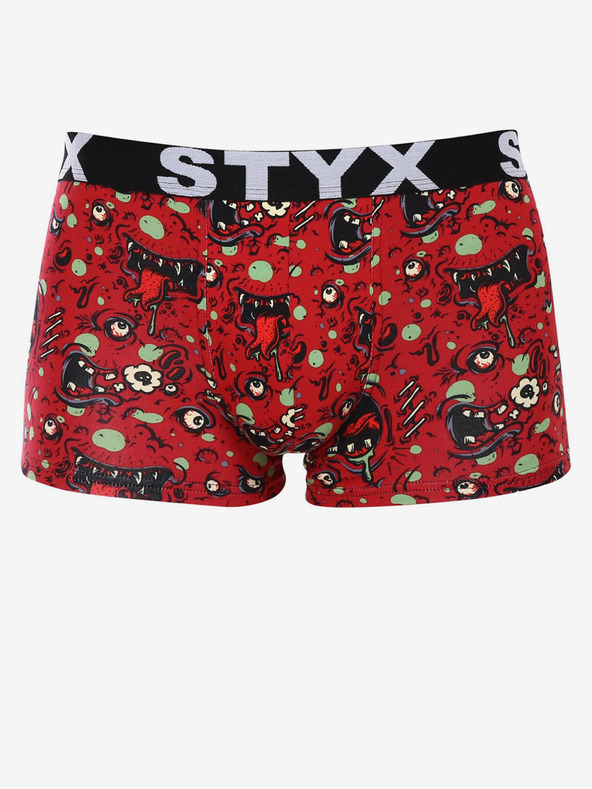 Styx Červené pánské vzorované boxerky Styx