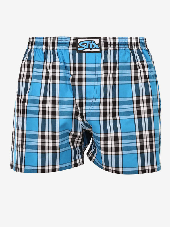 Styx Modré pánské kostkované trenýrky Styx