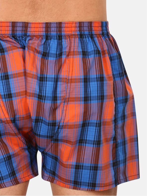 Styx Oranžovo-modré pánské kostkované trenýrky Styx