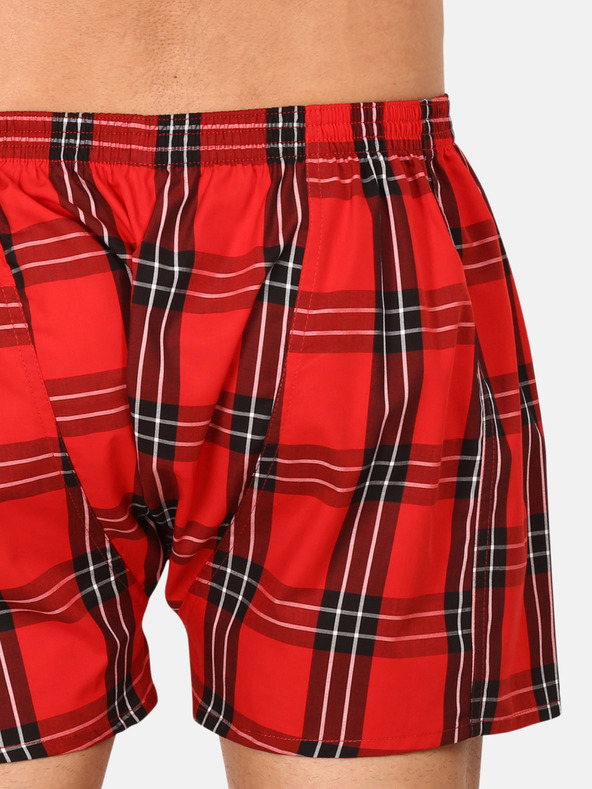 Styx Červené pánské kostkované trenýrky Styx