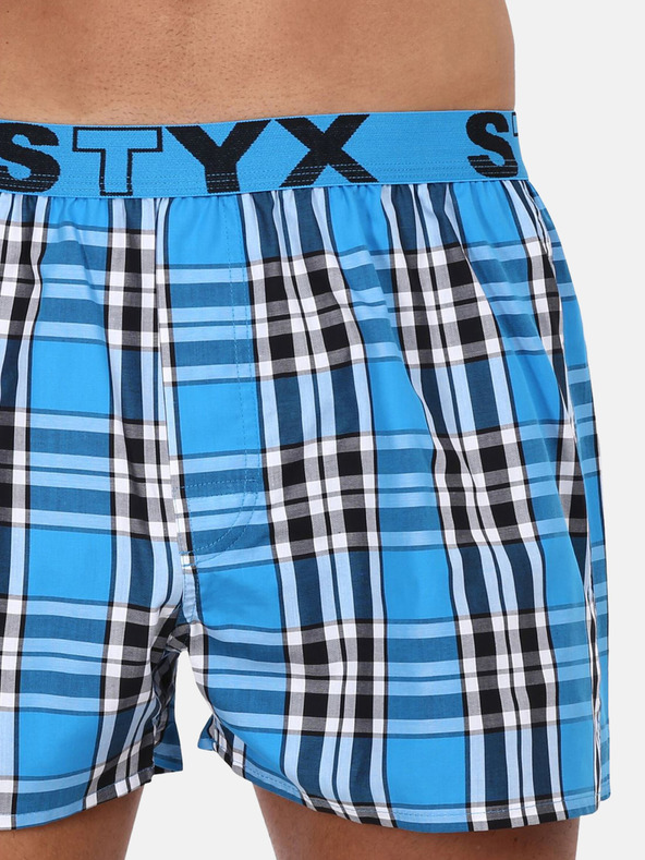 Styx Modré pánské kostkované trenýrky Styx