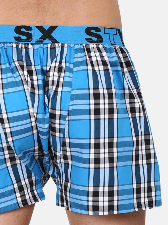 Styx Modré pánské kostkované trenýrky Styx