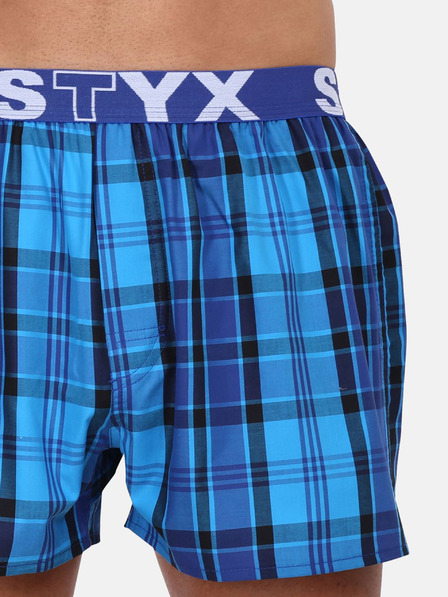 Styx Modré pánské kostkované trenýrky  Styx