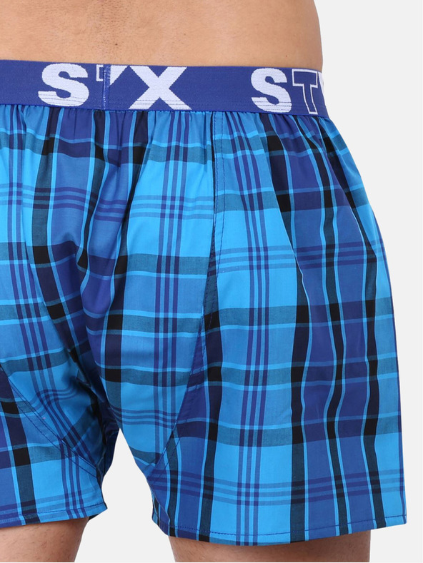 Styx Modré pánské kostkované trenýrky  Styx