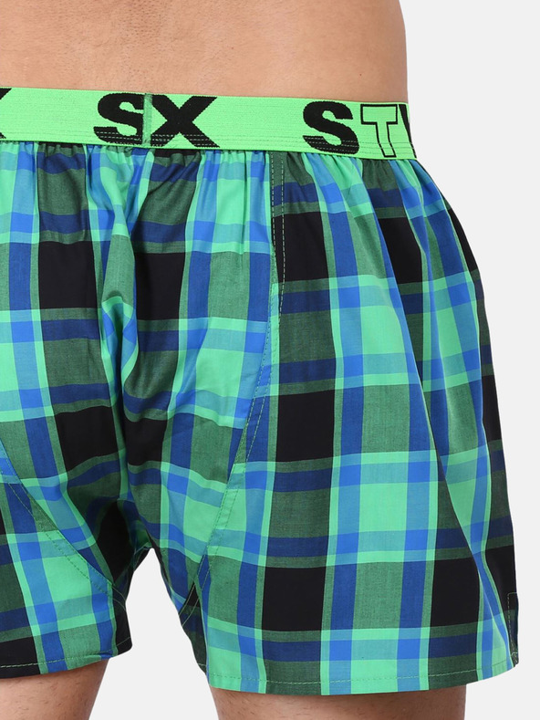 Styx Modro-zelené pánské kostkované trenýrky Styx