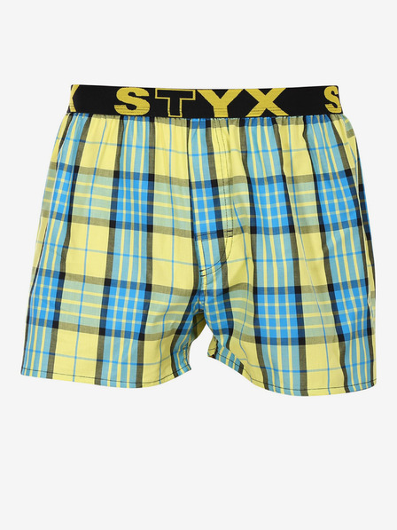 Styx Modro-žluté pánské kostkované trenýrky Styx