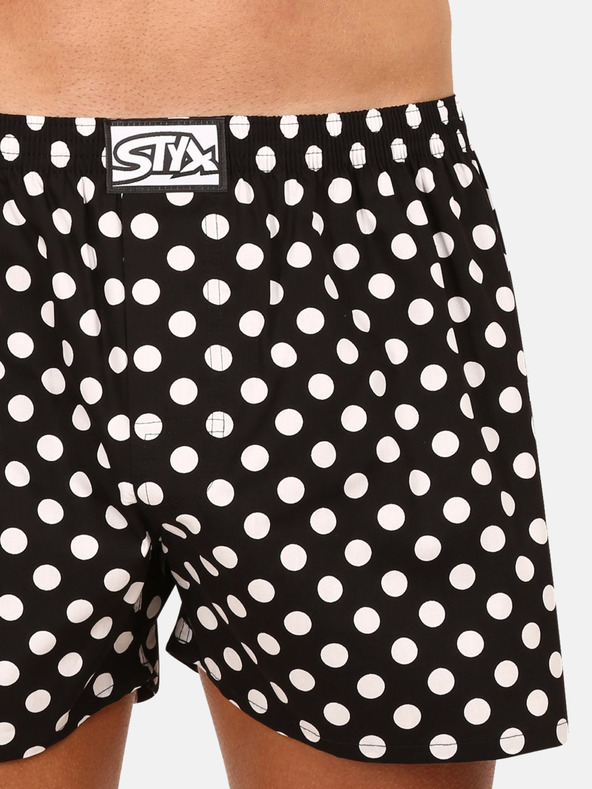 Styx Bílo-černé pánské puntíkované trenýrky Styx Puntíky