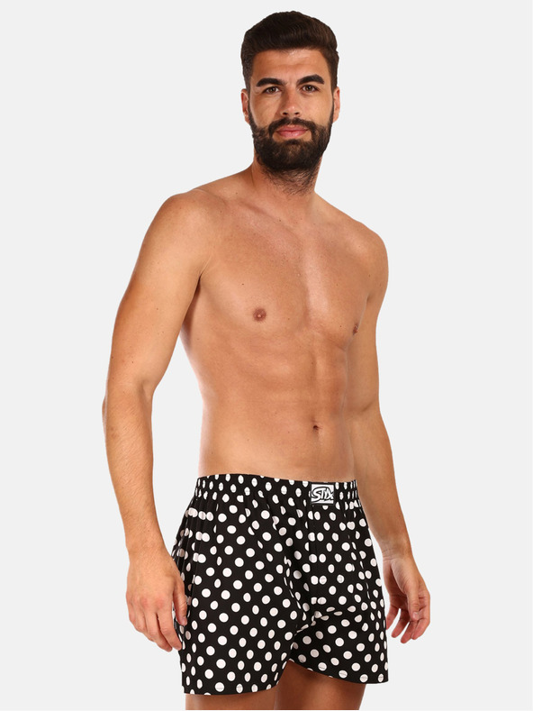 Styx Bílo-černé pánské puntíkované trenýrky Styx Puntíky